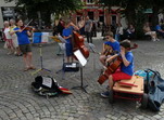 Cuarteto callejero en Brujas. Bélgica.